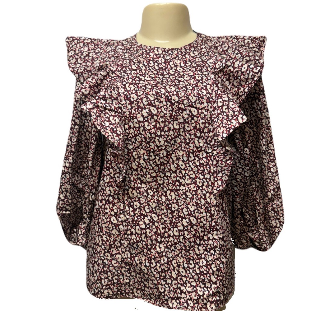 Ted Baker Burgundy and White Patterned Blouse